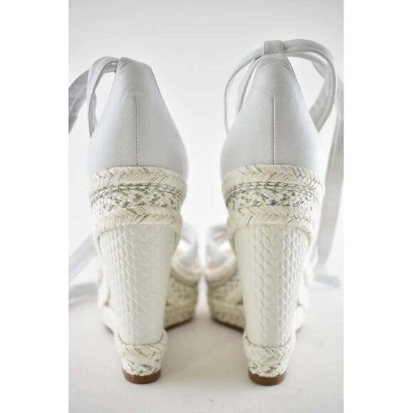 Christian Louboutin Lagoadonna 120 White Lace Up Platform Wedge Sandal Heel 41 - Picture 11 of 12